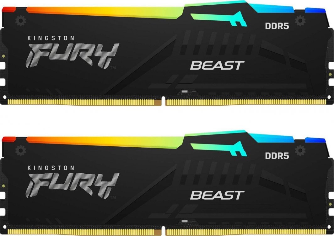 Memorie Kingston Fury Beast RGB, DDR5, 32 GB, 6400 MHz, CL32, KF564C32BBAK2-32