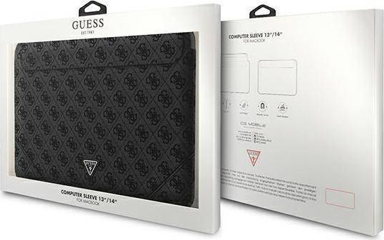 Futrollë laptopi Guess Sleeve GUCS14P4TK, 13–14", lëkurë ekologjike, e zezë