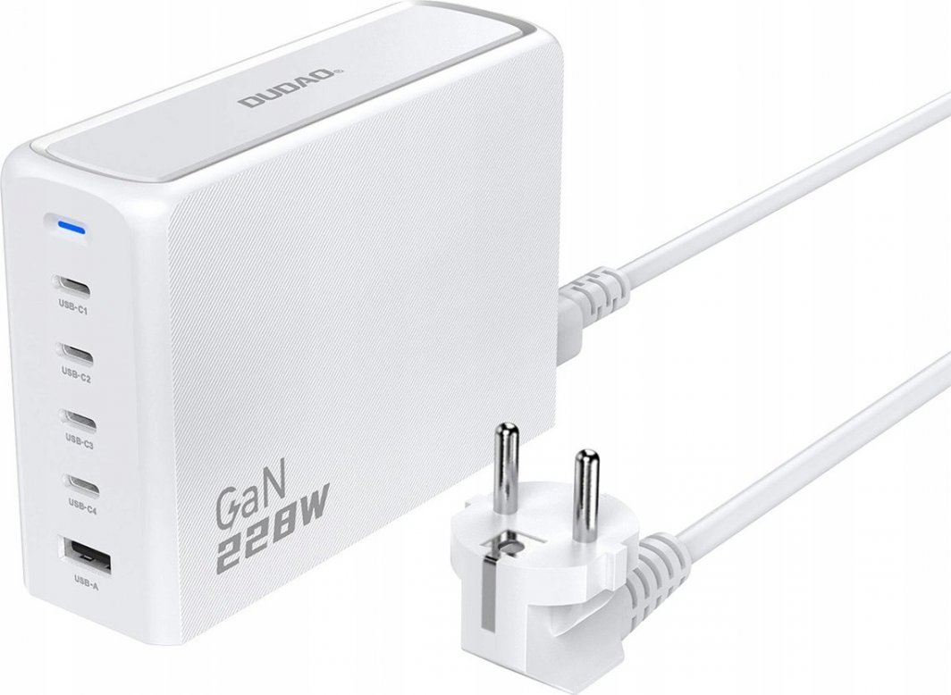 Karikues Dudao A228EU GaN, 1x USB-A, 4x USB-C, PD, 228W 