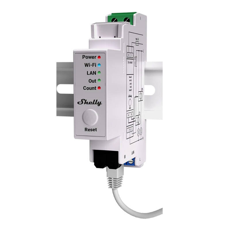 Matës energjie Shelly Pro EM 50A, Wi‑Fi LAN, montim në shina DIN, i bardhë