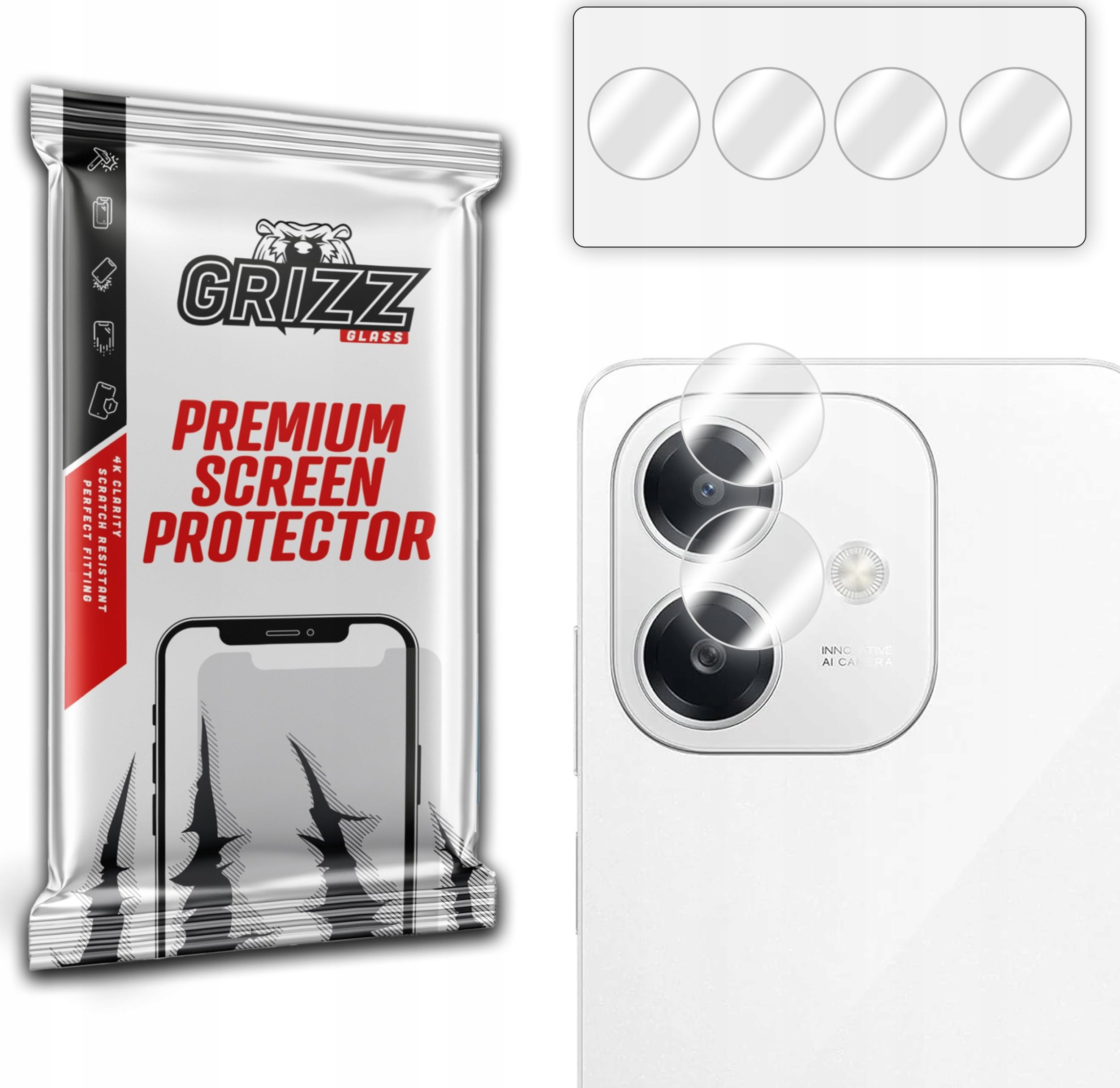 Xham mbrojtës kamerë 2‑PACK për Oppo A3x 5G, hibrid, transparent