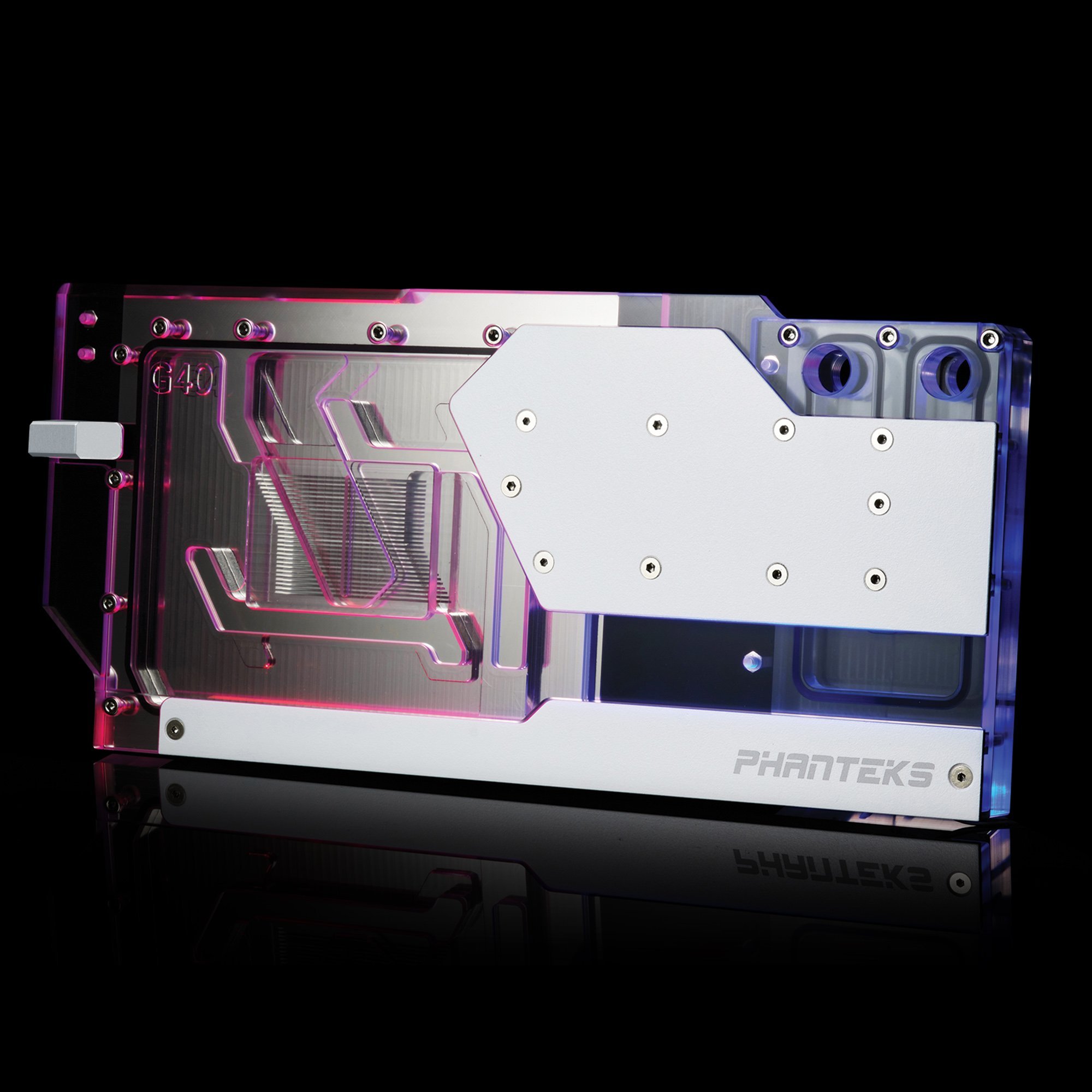 Bllok uji për GPU Phanteks Glacier G40, backplate, transparent me të bardha