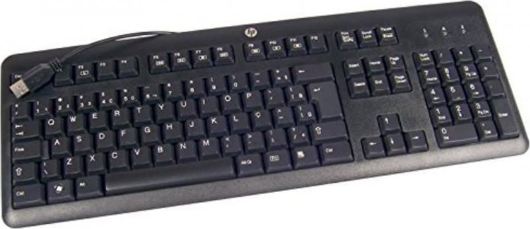 Tastierë HP me USB, QWERTY, për zyrë, ngjyrë e zezë