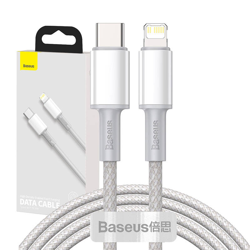 Kabllo karikimi Baseus USB C në Lightning, 2m, 20W, e bardhë