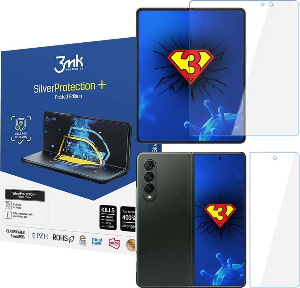 Folie mbrojtëse 3MK Silver Protect+ për Samsung Galaxy Z Fold 3 5G, antibakteriale, montim me xhel të lagësht, transparente