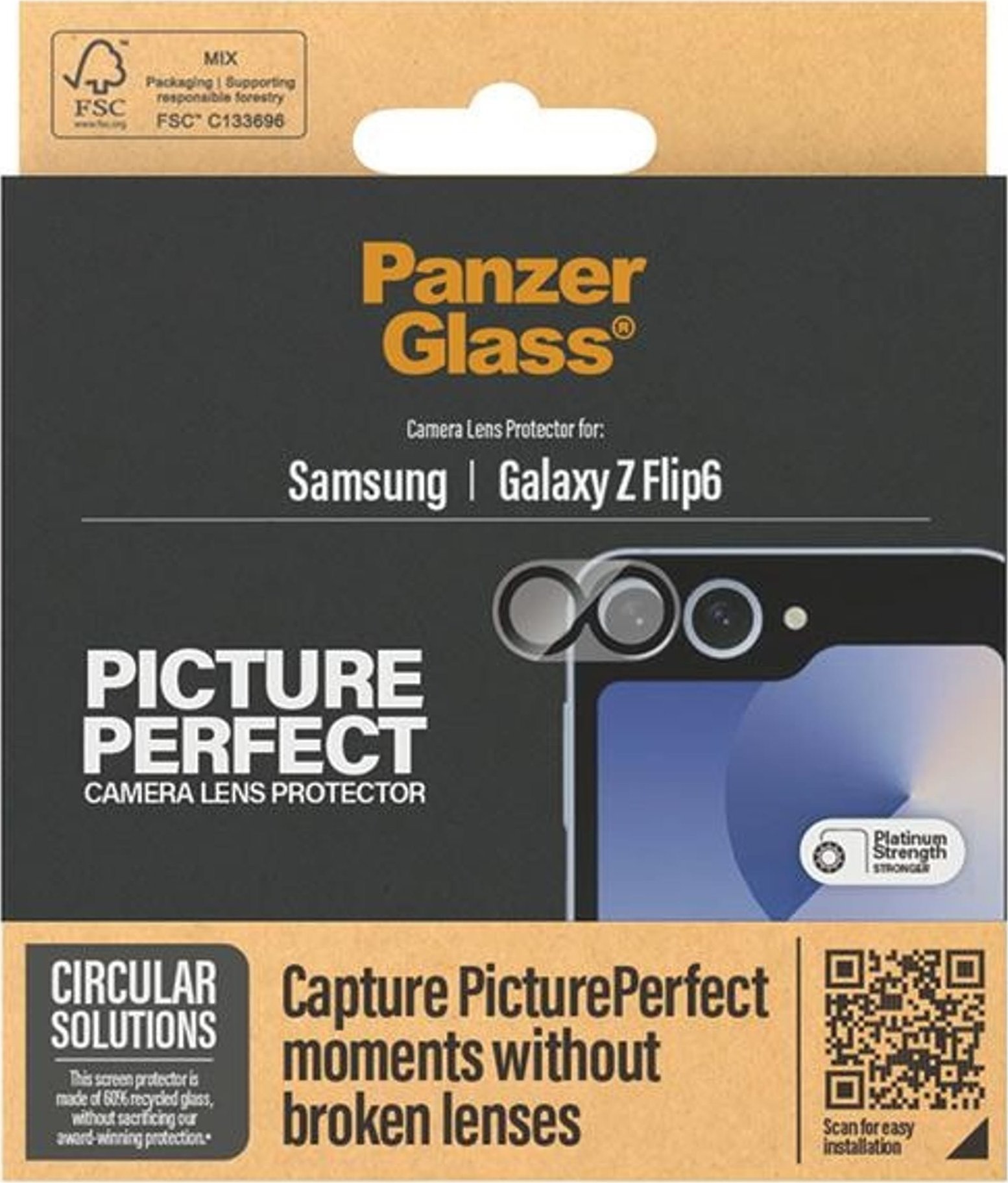 Mbrojtës kamere PanzerGlass PicturePerfect Samsung Galaxy Z Flip6, xham i tejdukshëm, rezistent ndaj gërvishtjeve