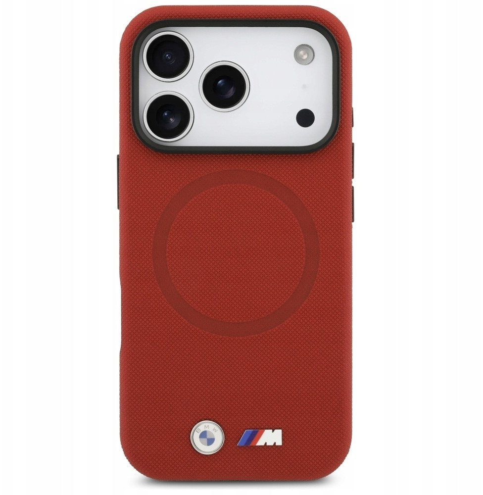 Mbulesë telefoni BMW M FW Metal Logo MagSafe për iPhone 17 Pro, magnetike, e kuqe