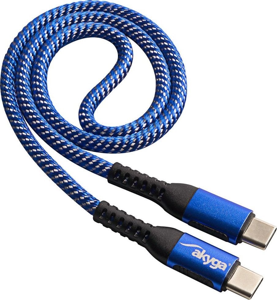 Kabllo USB Akyga AK-USB-36, USB-C në USB-C, 0.5 m, 100W, blu