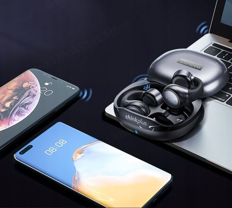 Dëgjuese Lenovo X20 Ear Clip TWS, 6 orë, 10m, me mikrofon, të zeza