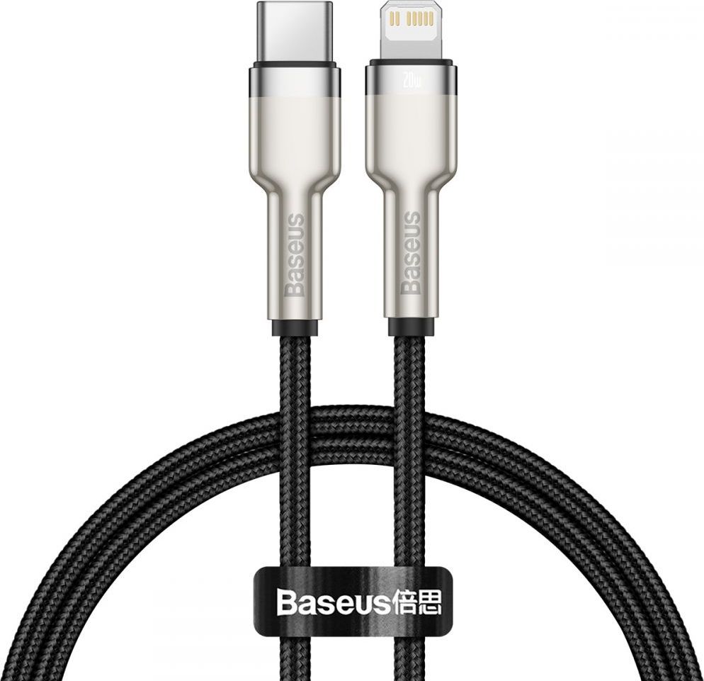 [OUTLET] Kabllo USB Baseus (CATLJK-01), USB-C në Lightning, 0.25 m, e zezë