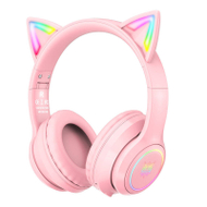 Kufje gaming ONIKUMA, Bluetooth, me veshë mace LED, rozë