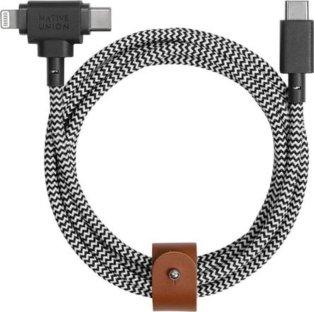 Kabllo karikues Native Union Belt Cable Duo, USB C në Lightning, 1.5m, Zebra