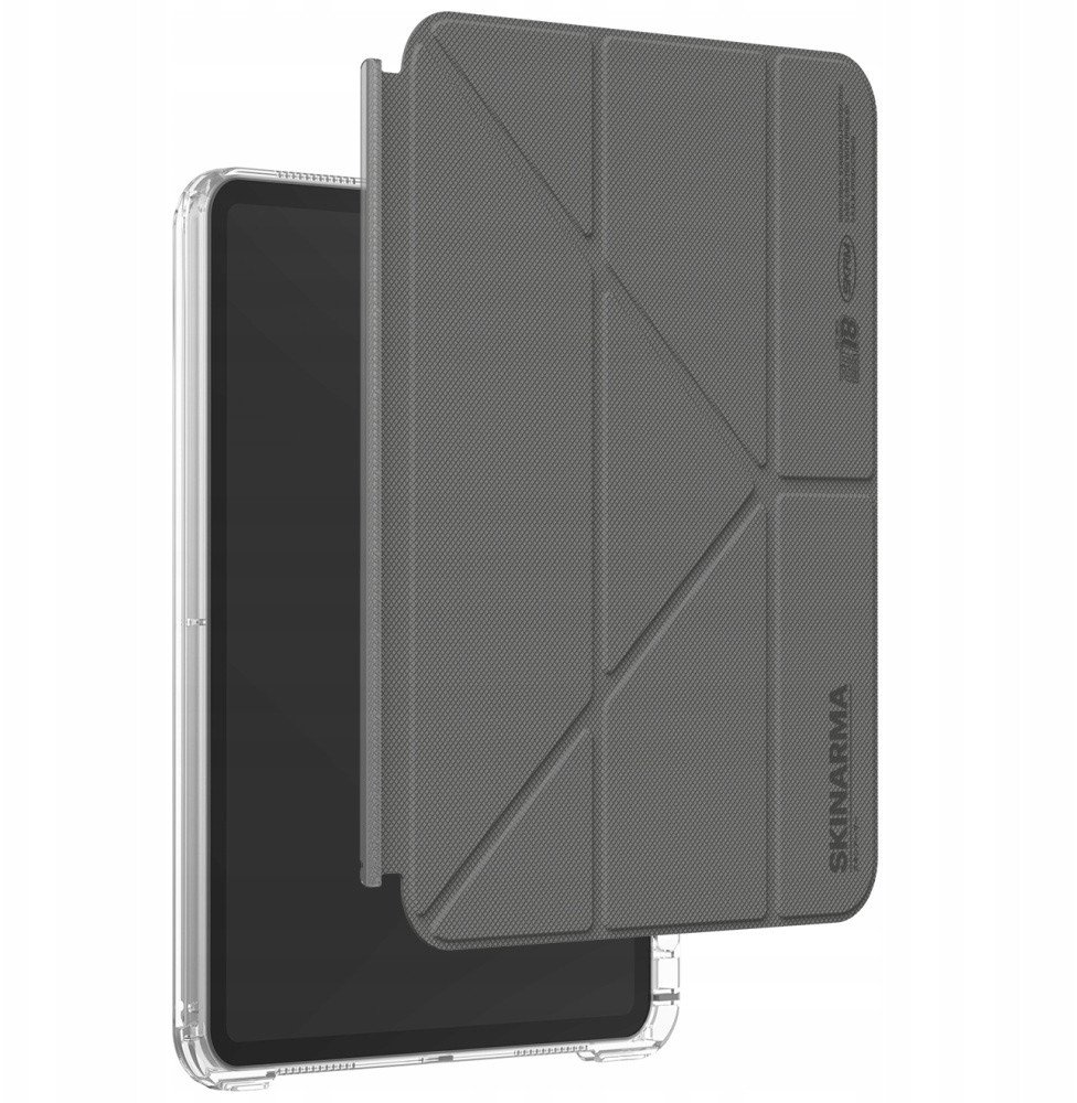 Kapak mbrojtës Skinarma Zeta për iPad 11" A16 2025 dhe iPad 10.9" 10 Gen 2022, mbështetje me palosje, hapësirë për Apple Pencil, gri