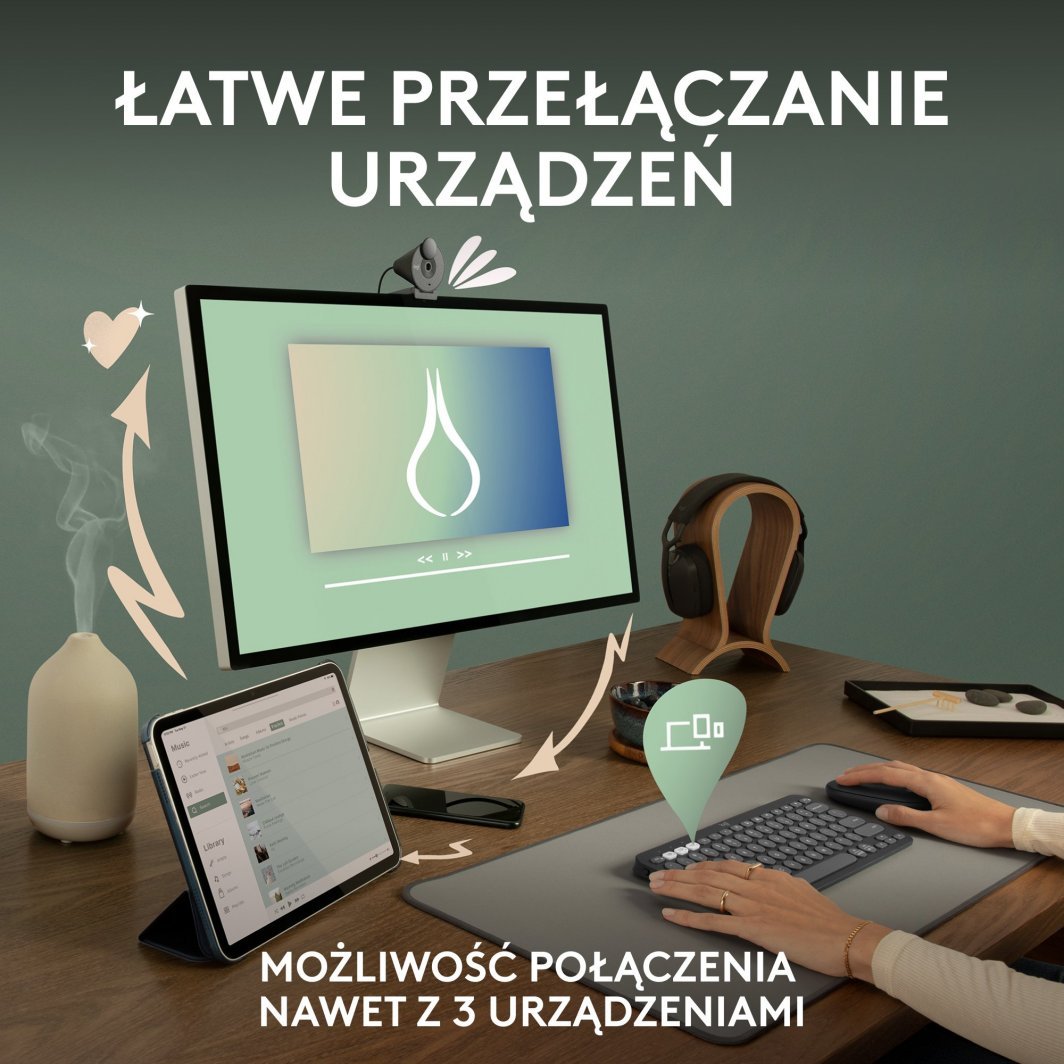 Tastierë Logitech Pebble, wireless, US INTL, rozë