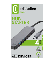CELLULARLINE 4 PORT HUB WITH TYPE C CONNECTOR BLACK