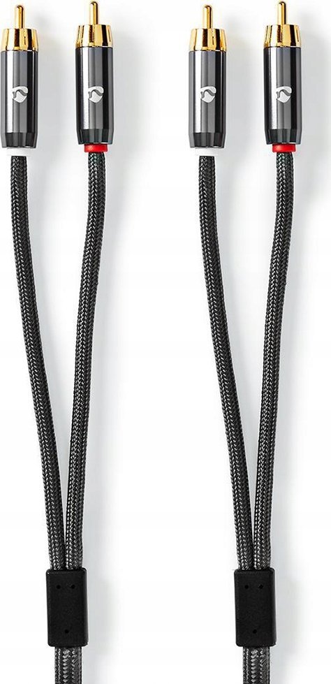 Kabllo audio NEDIS Profigold RCA, 2x RCA në 2x RCA, 2 m, stereo, e zezë