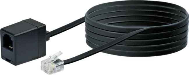Kabllo telefonik zgjatues Schwaiger RJ11 6P4C, prizë RJ11, i zi