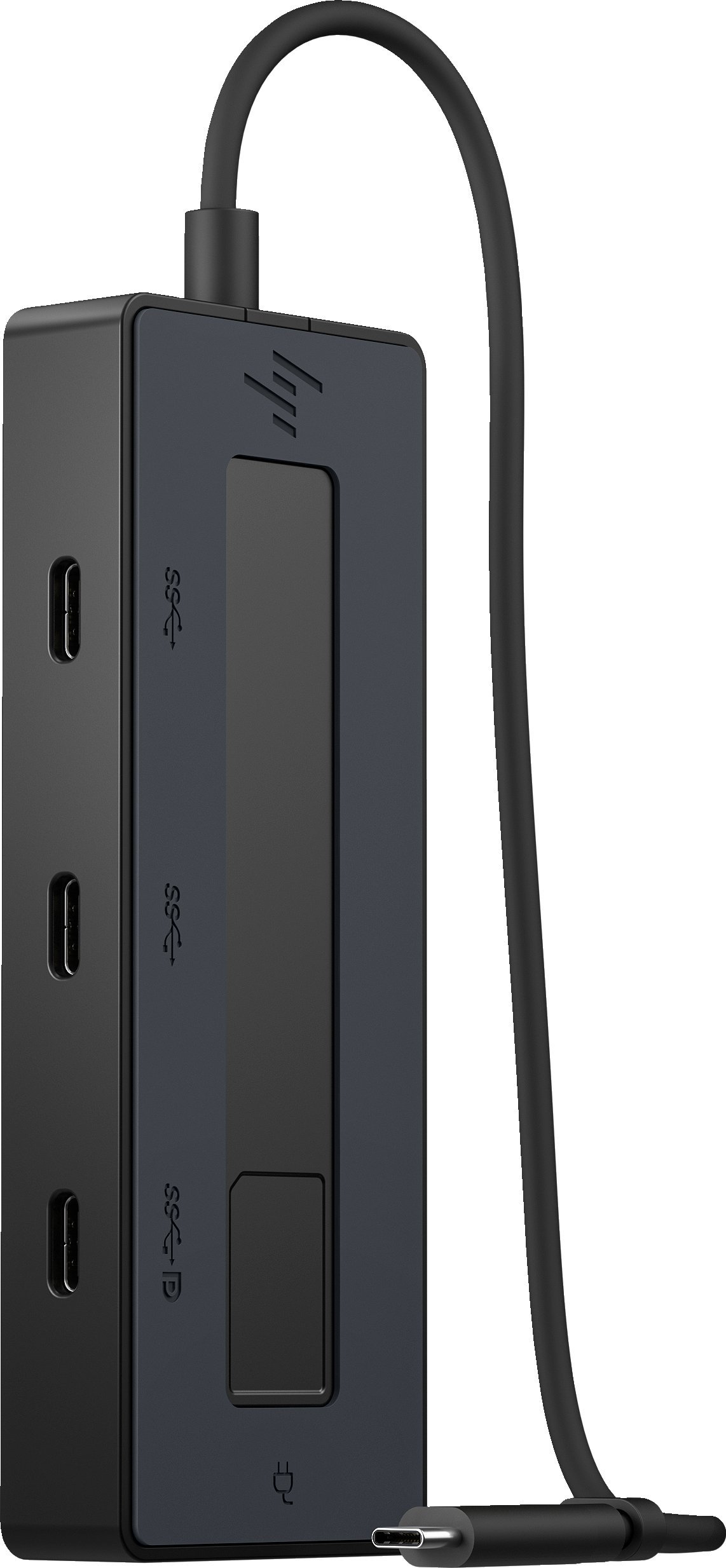 Hub USB C HP 4K Multiport, mbështetje video 4K, portë karikimi, gri