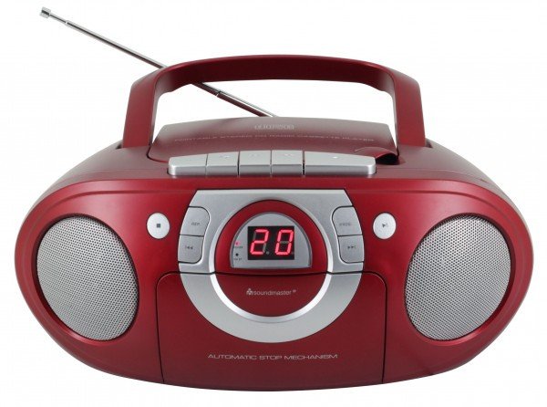 Boombox Soundmaster, CD, radio FM stereo, i kuq