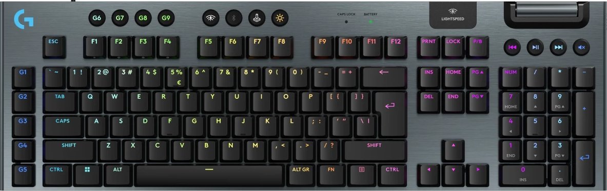 Tastierë lojërash Logitech G915 X LIGHTSPEED, wireless, profil i ulët, e zezë