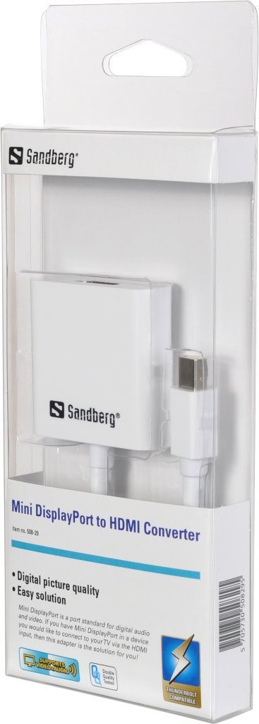 Konvertues Sandberg, Thunderbolt/ Mini DisplayPort në HDMI, i bardhë