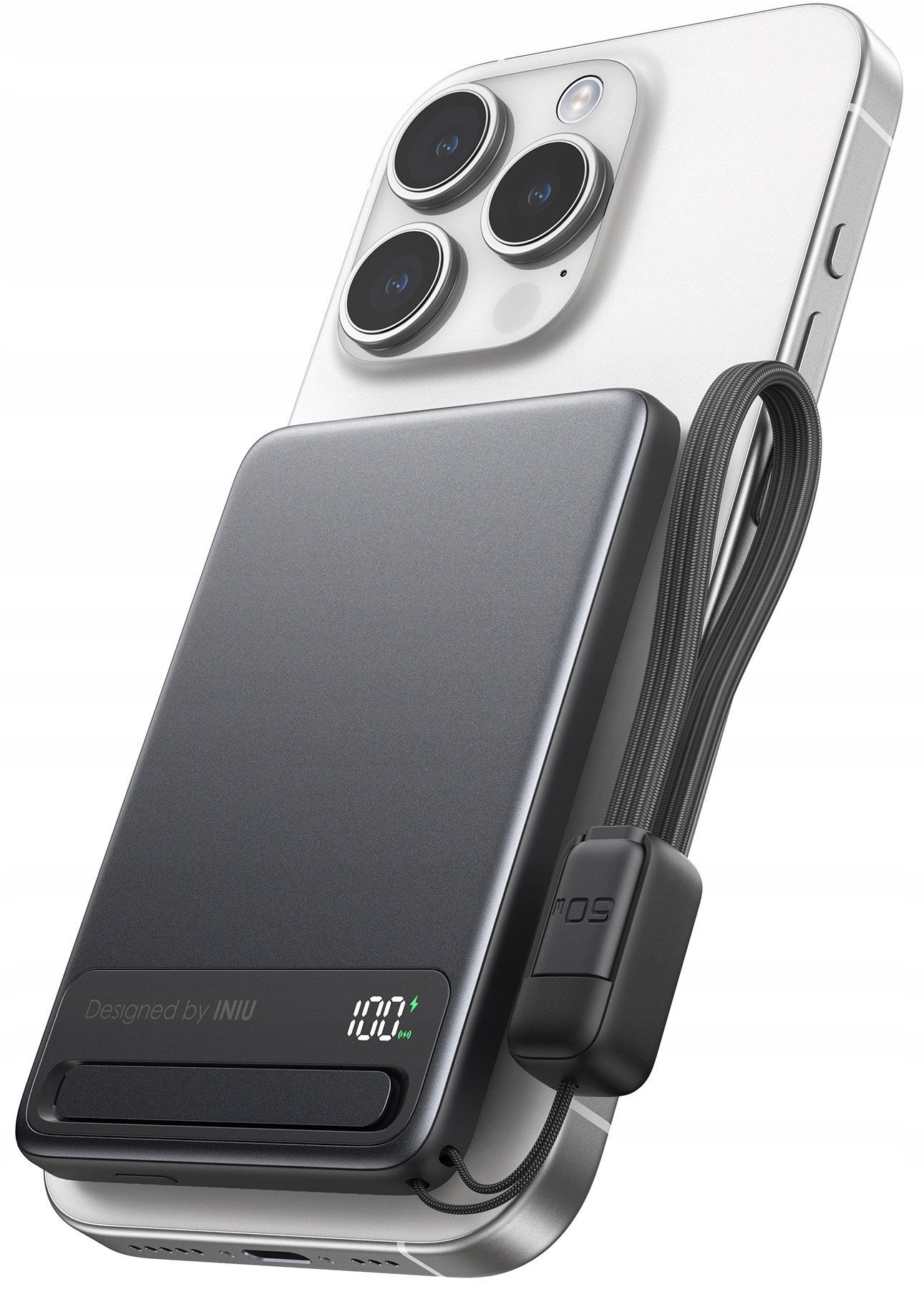 Power bank Iniu MagPro Ultra Slim, 5000mAh, 20W USB C PD me Qi2 dhe MagSafe, i zi