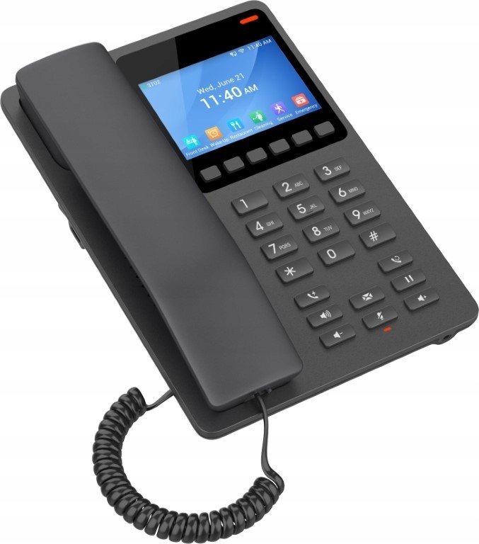 Хотелски телефон Grandstream GHP631, екран во боја, 2 SIP линии, црн