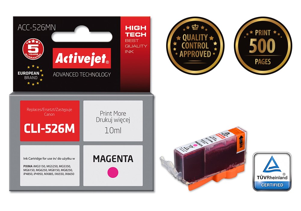 Ngjyrë për printer Activejet ACC-526MN (zëvendësim për Canon CLI-526M), 10 ml, vjollcë