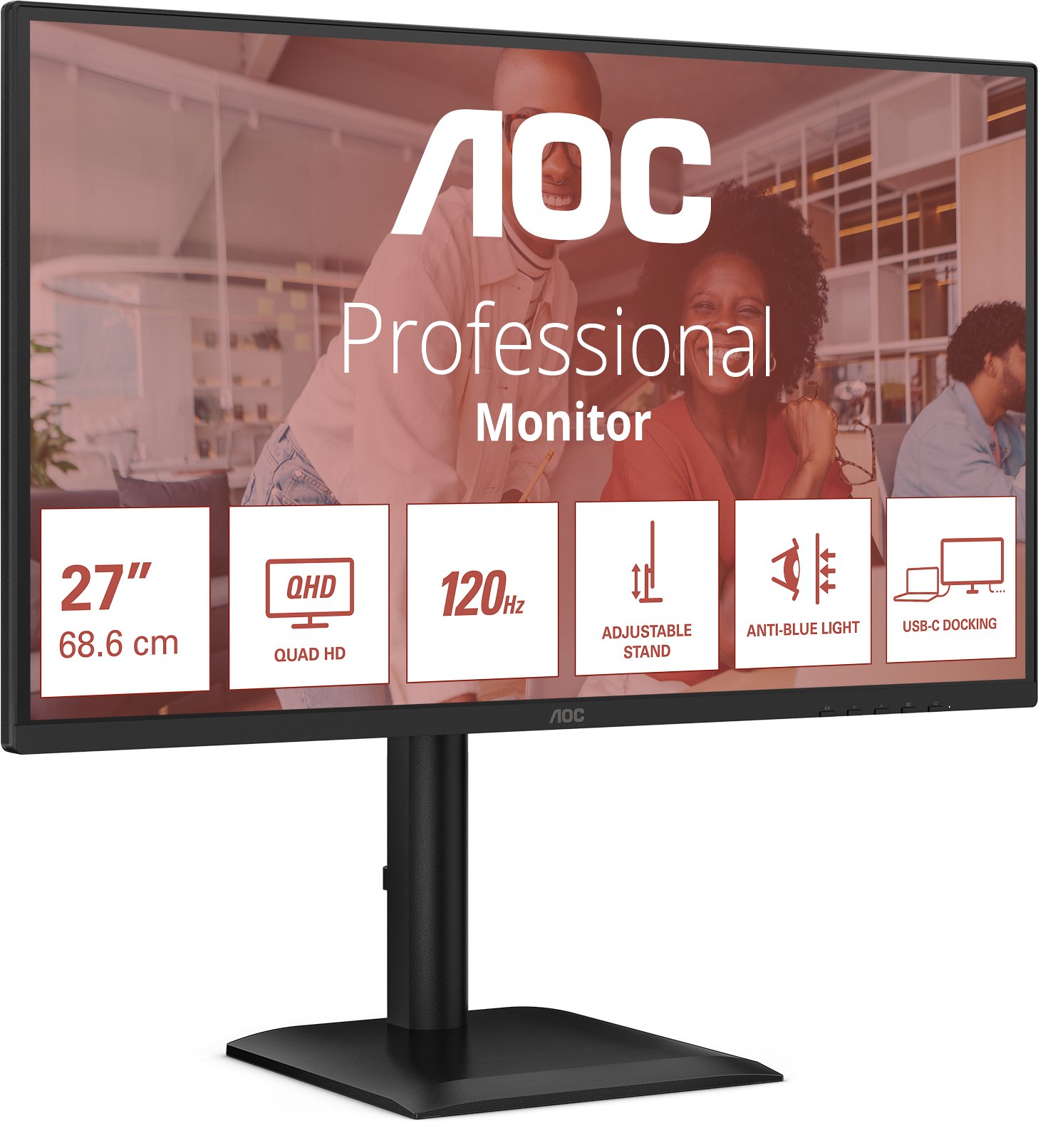 Монитор AOC E4 Q27E4CV, 27\", Quad HD 1440p, 120Hz, црн