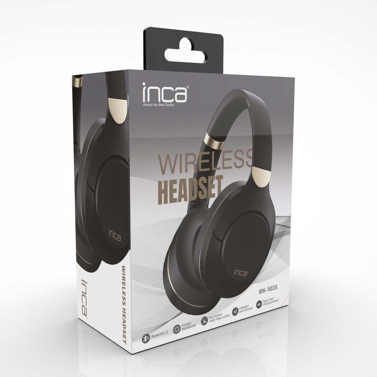 Bluetooth слушалка Inca IBK-503S, моно, BT 5.3, USB C, црна