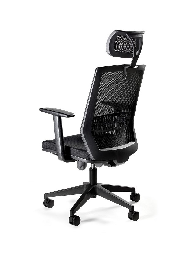 Karrige zyre rrotulluese Unique Esta Black, ergonomike, me mbështetëse krahu, e zezë