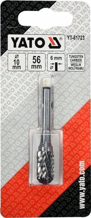 Freza cilindrike për metal Yato YT-61723, dia 10mm, bisht 6mm, argjendtë