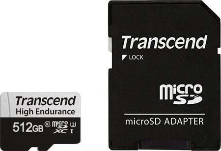 Kartë memorie Transcend High Endurance 350V, 512GB, microSDXC CL10 UHS I