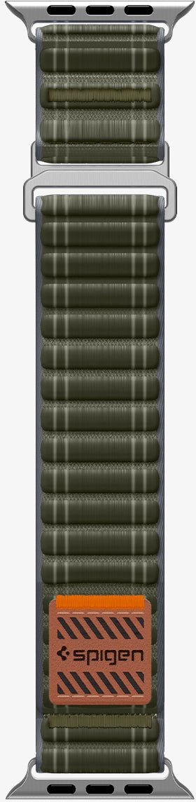 Rrip Apple Watch Spigen Fabric Band, hook and loop, 49mm 46mm 45mm 44mm, i gjelbër
