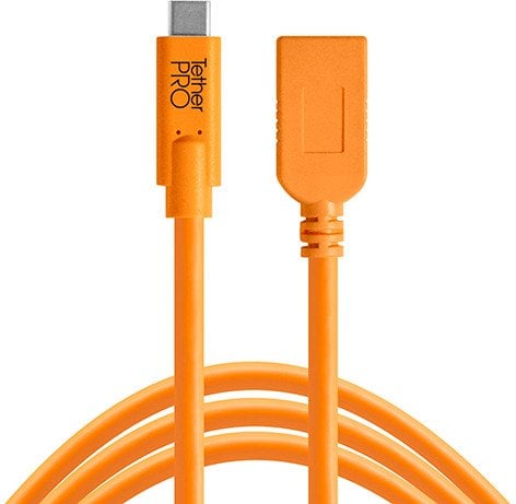 Kabllo zgjatuese TetherTools TetherPro USB C në USB A, 4.6m, portokalli