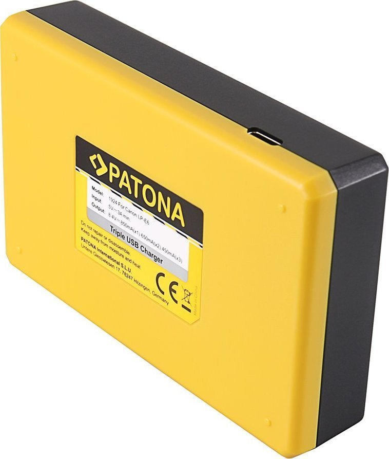 Karikues baterish PATONA Triple Pro Canon LP-E6, 3 slote, ekran LCD