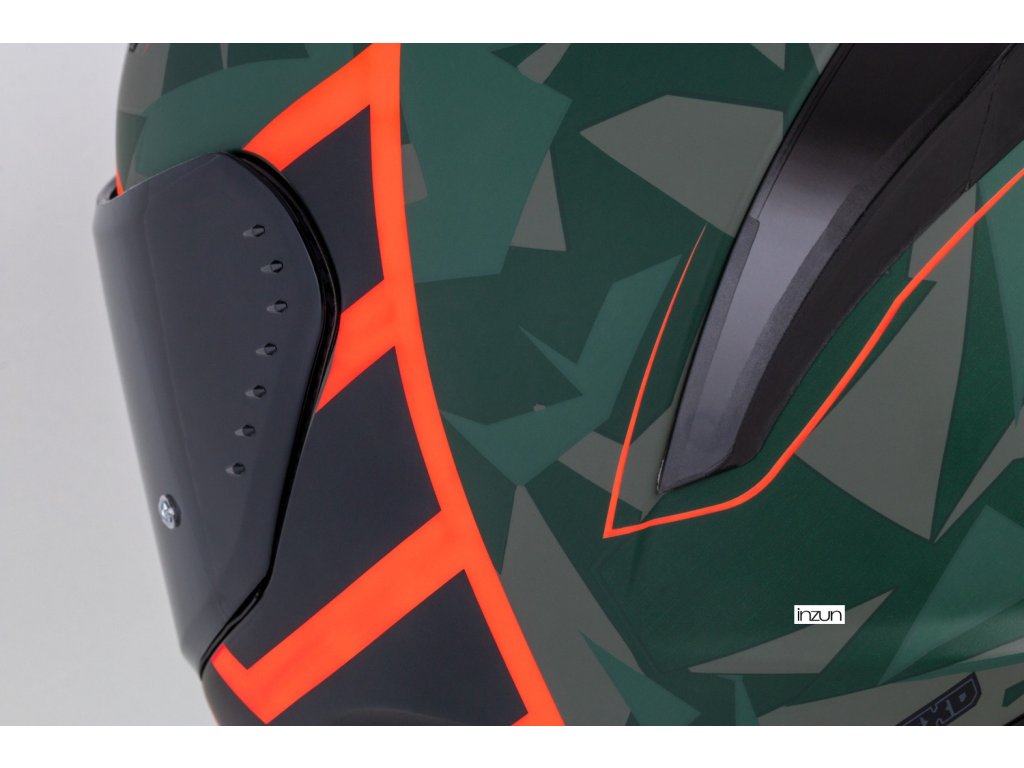 Kaska moto CASSIDA Aero ATCK 2026, integral, ECE 22.06, kamuflazh jeshile e zezë gri portokalli