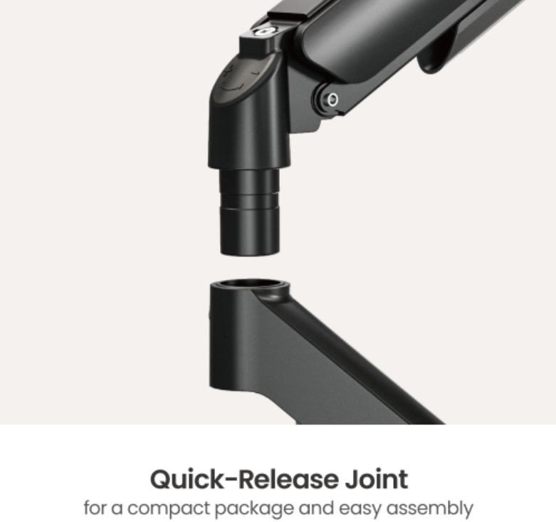 Krah monitori ESTUFF Single Gas Spring, VESA, një monitor, i zi