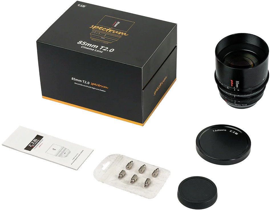 Objektiv kinematik 7Artisans Spectrum 85mm T2.0, Sony E-Mount, fokus manual, i zi