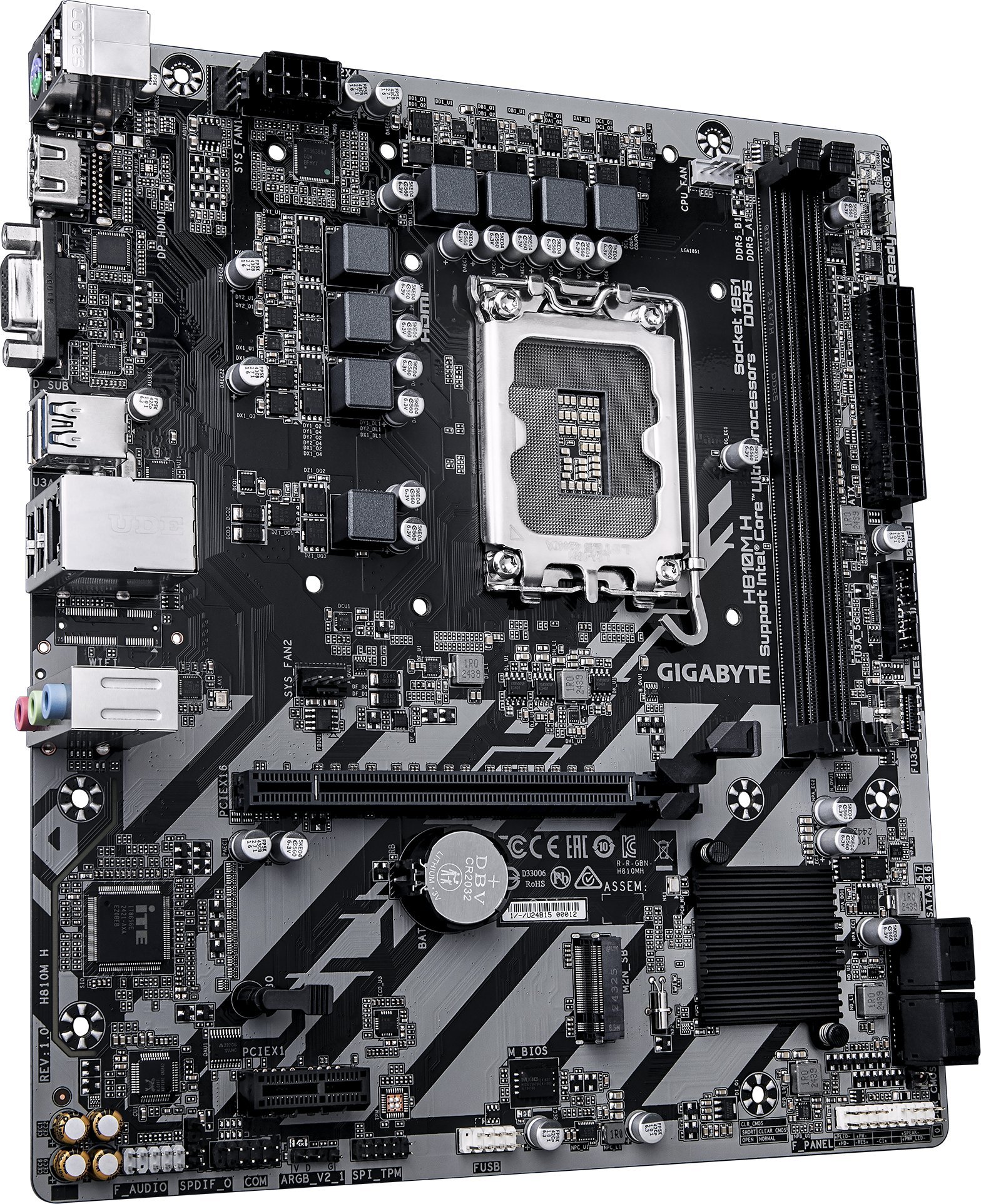 Pllakë amë GIGABYTE H810M H, DDR5 6400MHz, PCIe 4.0 M.2, e zezë