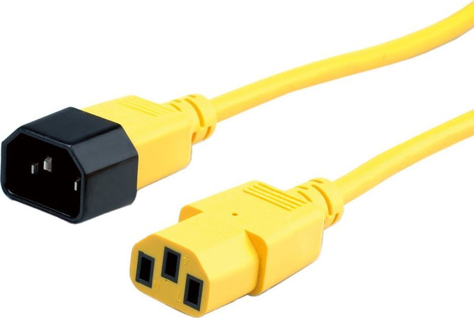 Kabllo rryme Value ROLINE C14 C13, IEC 320, 0.8m, e verdhë