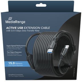 Kabëll zgjatues USB MediaRange, USB 3.0, 15m, i zi
