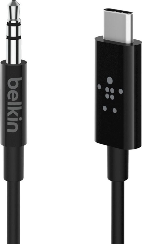 Kabllo audio Belkin USB C në 3.5mm, 0.9m, e zezë