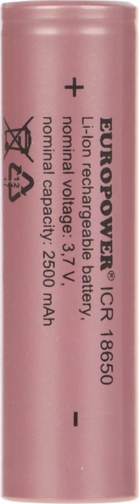 Bateri Li Ion Europower ICR 18650, 3.7V, 2500mAh