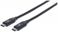 Kabllo Manhattan USB-C - USB-C, 0.5m, e zezë