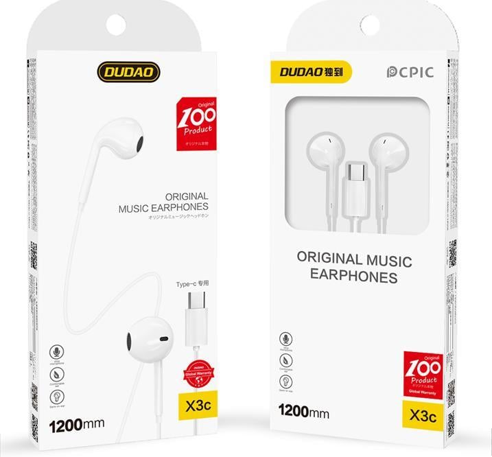 Kufje Dudao X3C USB-C, të bardha