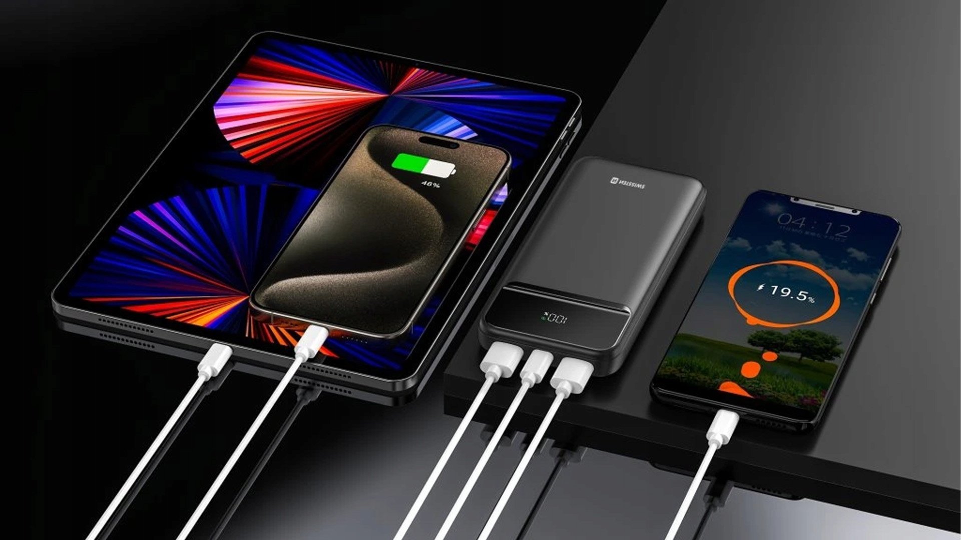 Powerbank Swissten Power Line 30000mAh, 22.5W, USB C dhe USB A, i zi, set 2 copë