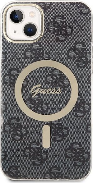 Set aksesorësh Guess GUBPP14MH4EACSK për iPhone 14 Plus, husë hardcase 4G Print MagSafe, karikues wireless, e zezë
