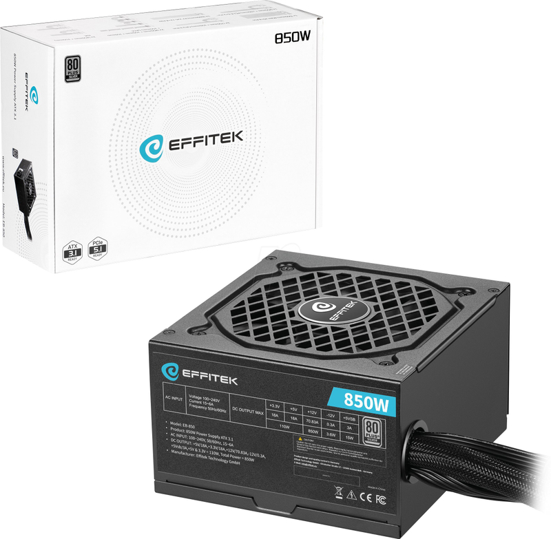 Furnizues energjie EFFITEK 850W Silver, ATX 3.1, PCIe 5.1