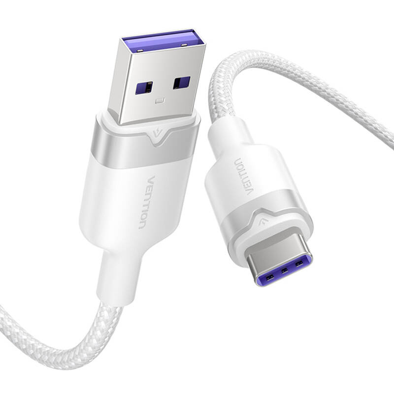 Kabllo USB Vention USB 2.0 A në USB C, 6A 100W, 1m, e bardhë